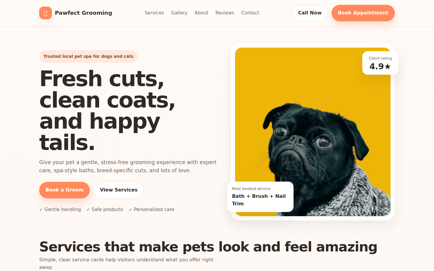 Pawfect Grooming website