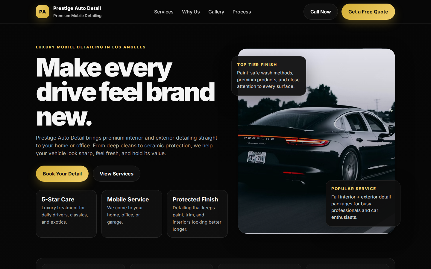 Prestige Auto Detail website